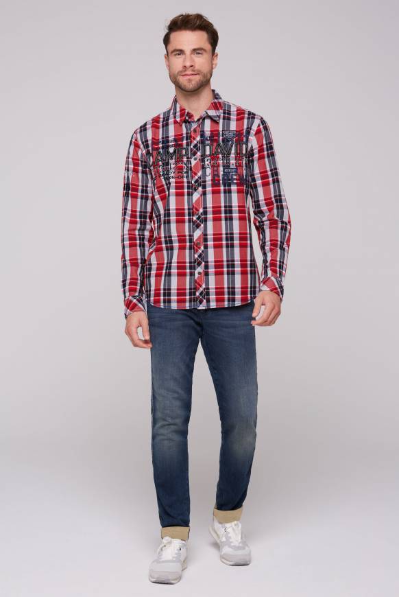 Soccx Karohemd mit Label-Applikationen flight red zollfrei