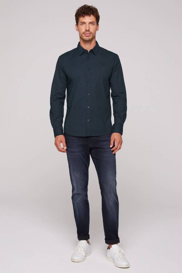 Soccx Langarmhemd mit filigranen All Over Print blue navy Rabatte dieses Monats