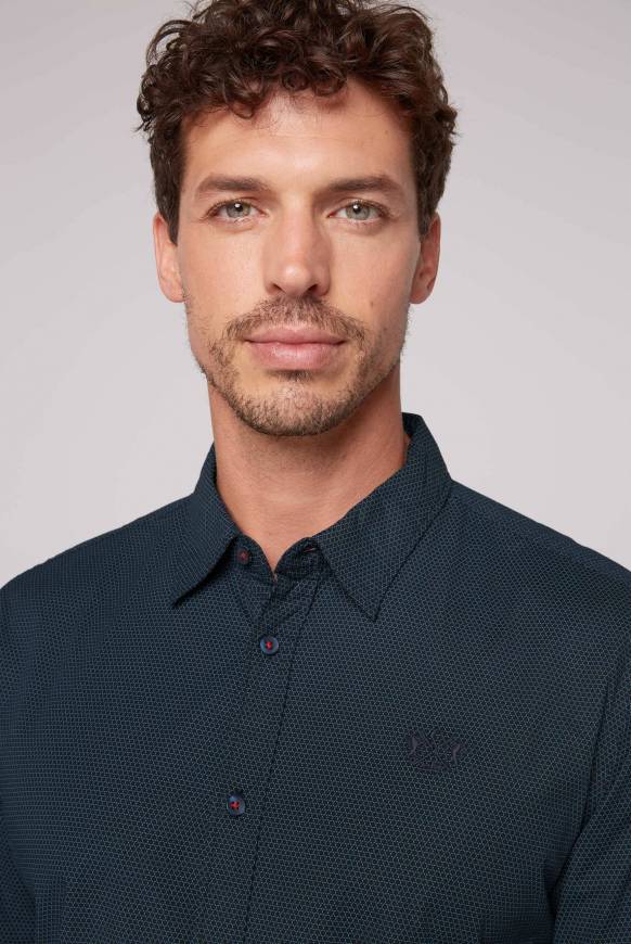 Soccx Langarmhemd mit filigranen All Over Print blue navy Rabatte dieses Monats