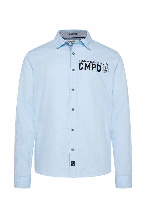Soccx Oxford-Langarmhemd mit Logo-Stickereien summer blue Auslauf