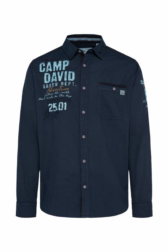 Soccx Langarmhemd mit Logo-Stickereien blue navy Verkauf