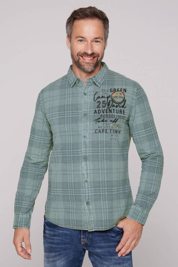 Soccx Karohemd mit Label-Applikationen teal Hotsell