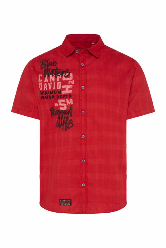 Soccx Karohemd mit Print und Stickereien royal red Fabrikverkauf