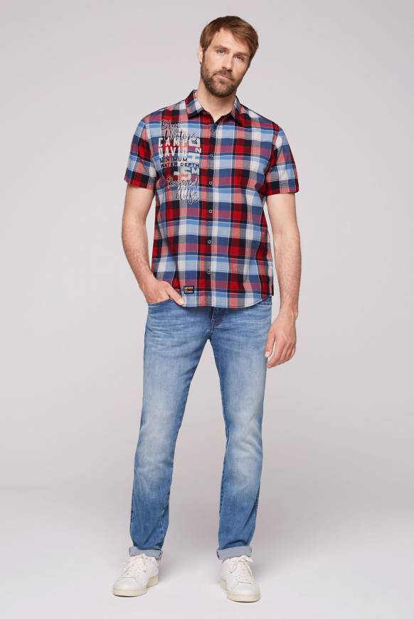 Soccx Karohemd mit Print und Stickereien royal red check Meist gekauft