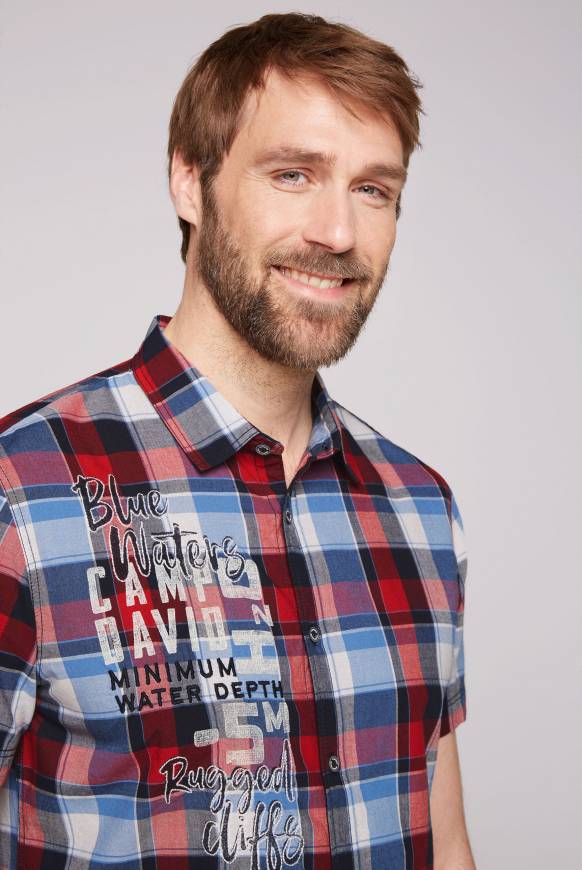 Soccx Karohemd mit Print und Stickereien royal red check Meist gekauft