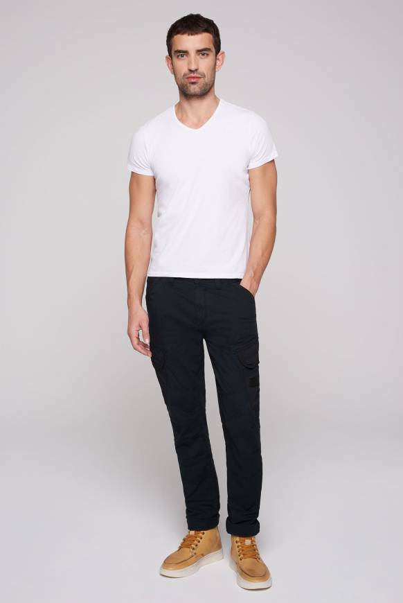 Soccx Cargohose mit Taschen im tonigen Materialmix blue navy Muttertagsangebot