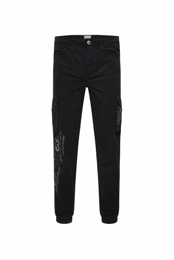 Soccx Leichte Cargohose mit Label Prints black Vatertagsangebot