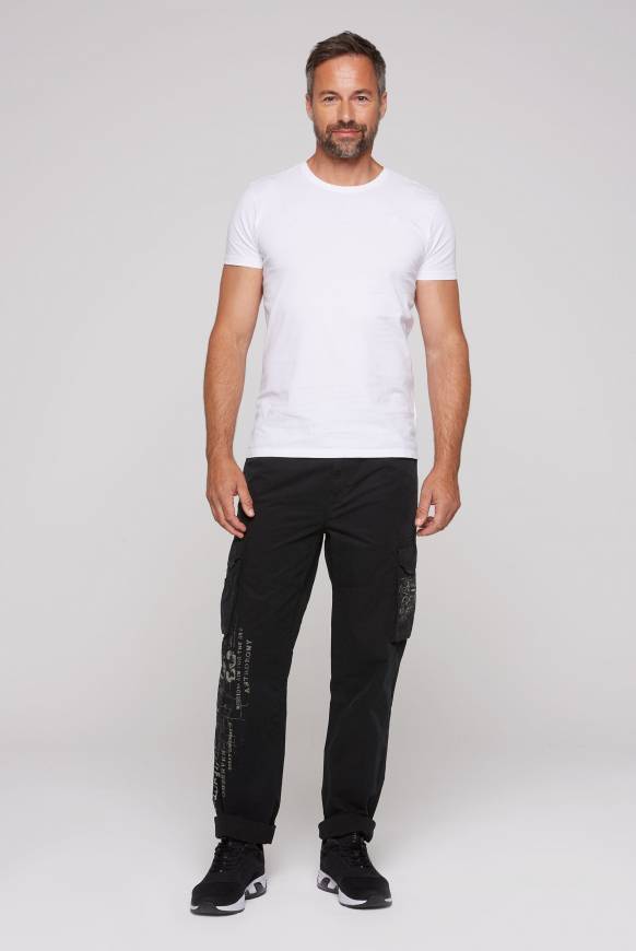 Soccx Leichte Cargohose mit Label Prints black Vatertagsangebot