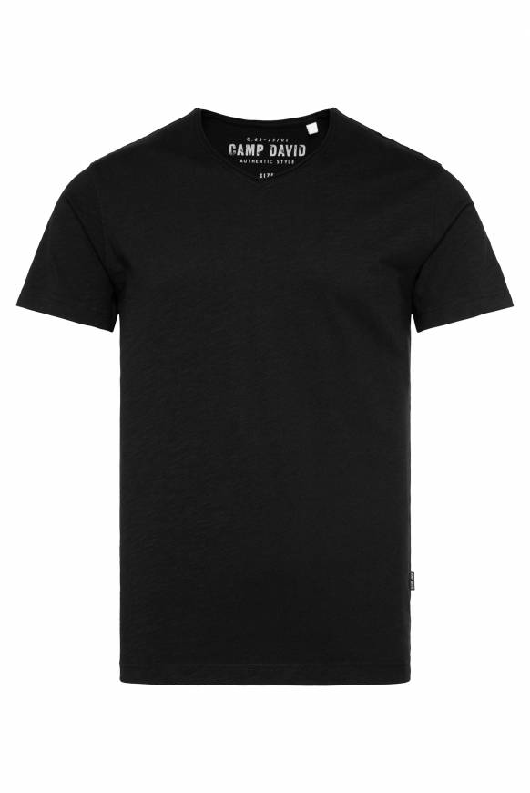 Soccx Basic T-Shirt V-Neck mit Used-Kante black Black Friday Preise