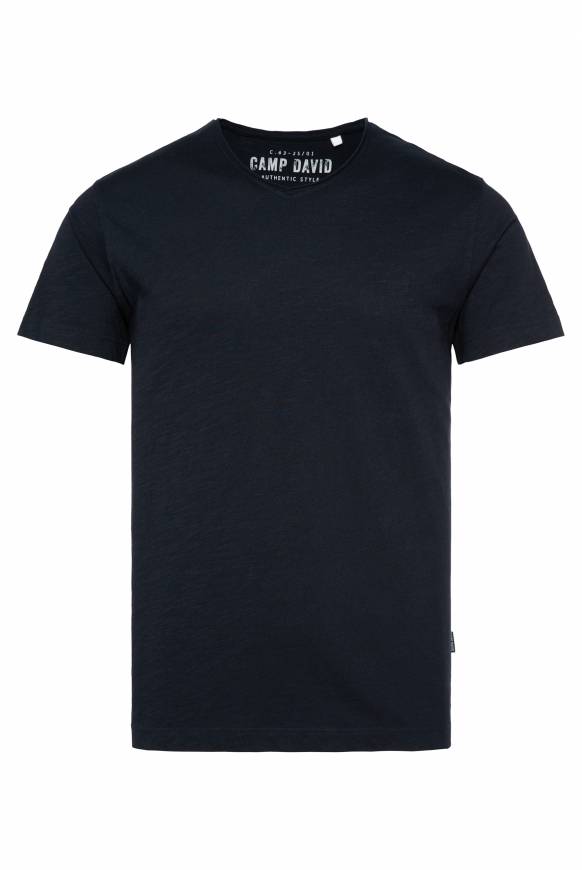 Soccx Basic T-Shirt V-Neck mit Used-Kante blue navy Im Verkauf