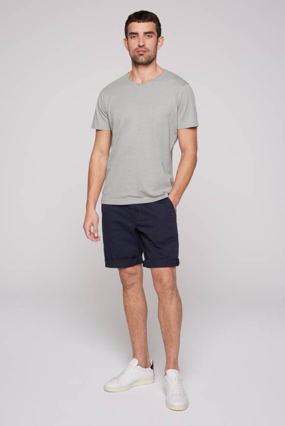 Soccx Basic T-Shirt V-Neck mit Used-Kante polo grey 50% Rabatt für begrenzte Zeit