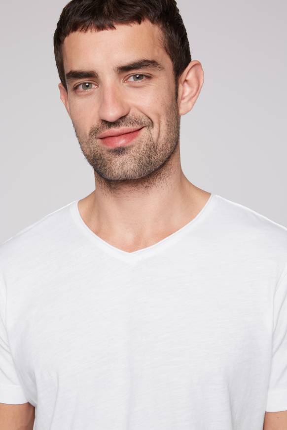 Soccx Basic T-Shirt V-Neck mit Used-Kante opticwhite Rabatte dieses Monats