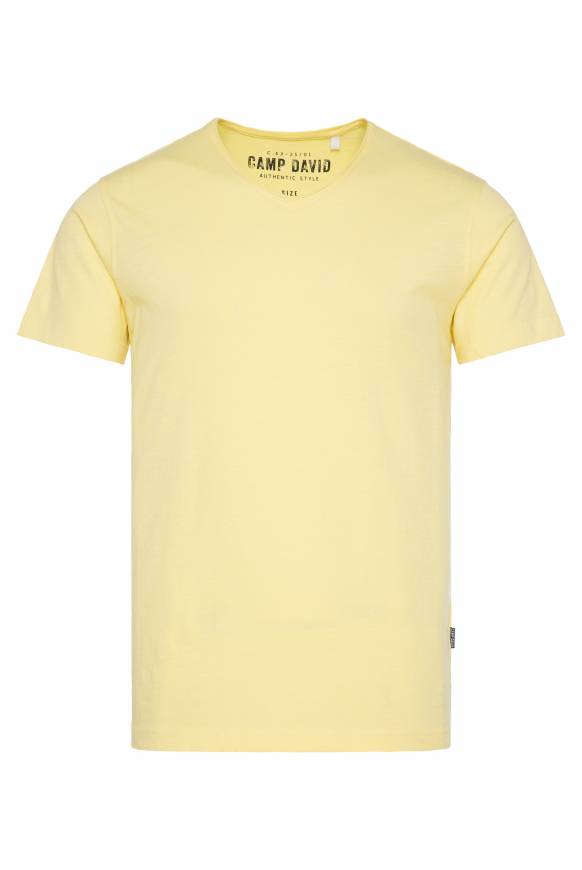 Soccx Basic T-Shirt V-Neck mit Used-Kante sun 2025