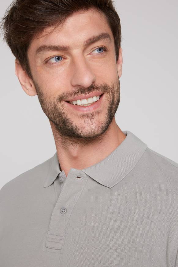 Soccx Basic Pikee-Polo mit Trikotkragen polo grey im Angebot