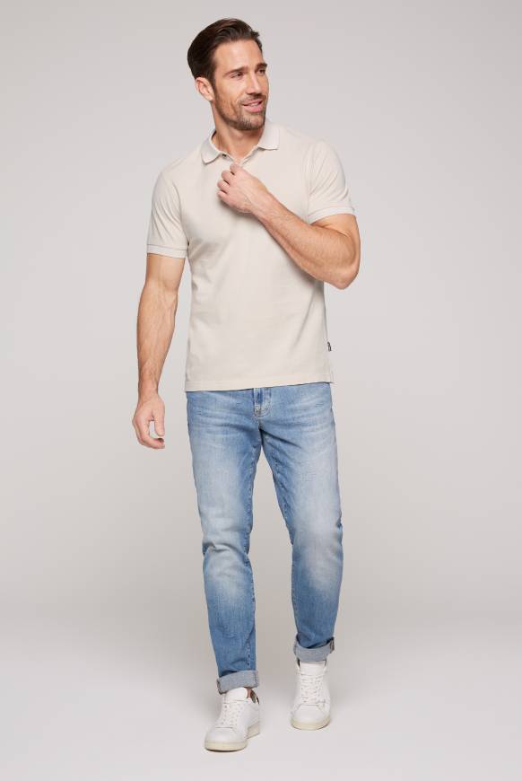 Soccx Basic Pikee-Polo mit Trikotkragen light cappuccino Günstiger Verkauf