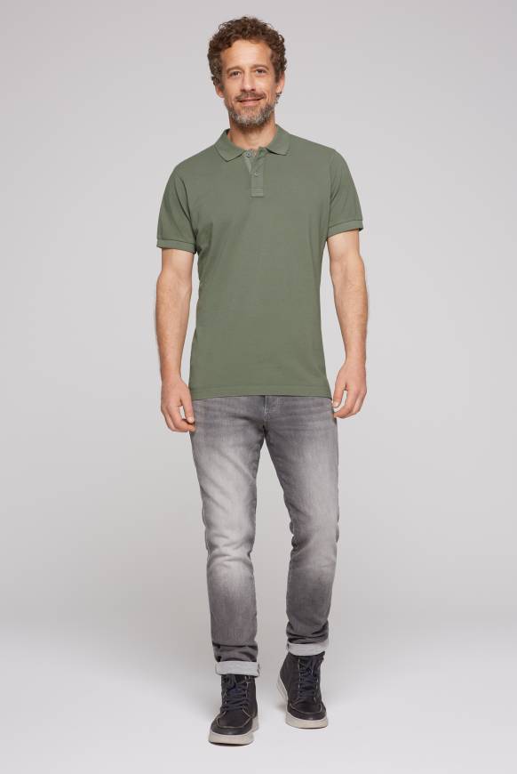 Soccx Basic Pikee-Polo mit Trikotkragen green olive Fabrikverkauf