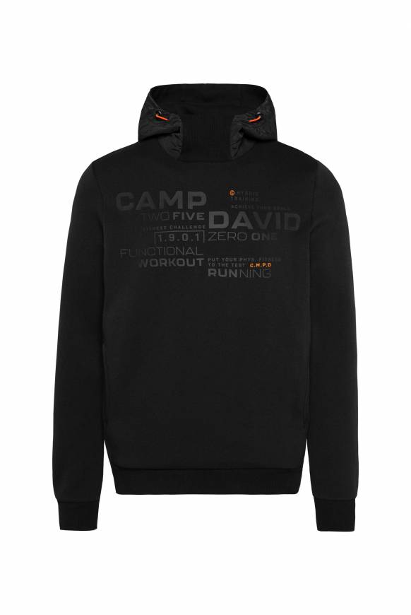 Soccx Hoodie im Materialmix mit Artwork und Rückentasche black Muttertagsangebot