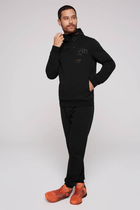 Soccx Hoodie im Materialmix mit Artwork und Rückentasche black Muttertagsangebot