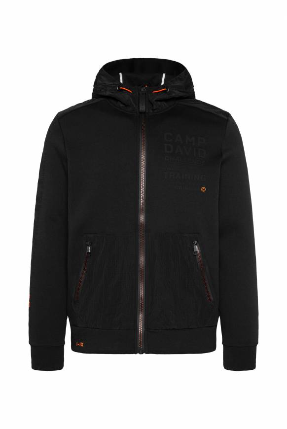 Soccx Kapuzensweatjacke im Materialmix mit Rubber Prints black Valentinstagsangebot