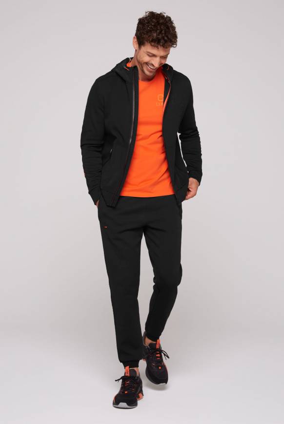 Soccx Kapuzensweatjacke im Materialmix mit Rubber Prints black Valentinstagsangebot