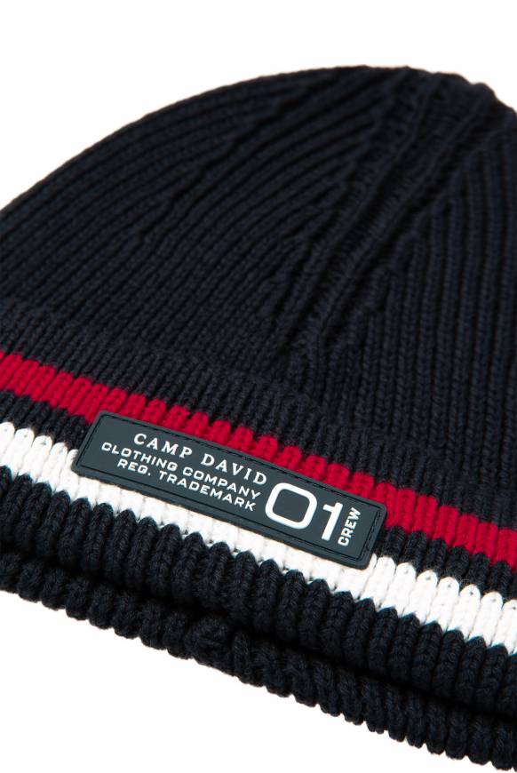 Soccx Rippstrickmütze mit Streifen-Design blue navy Online Outlet
