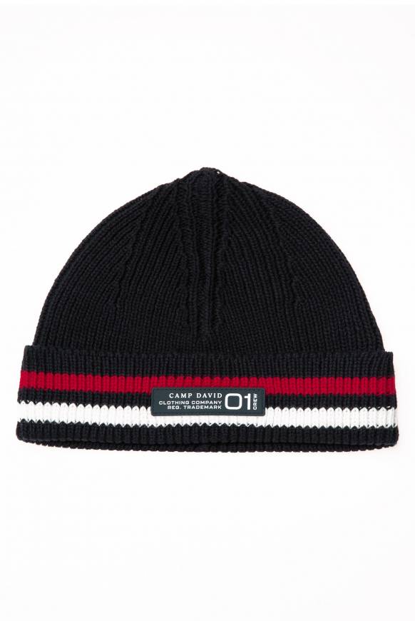 Soccx Rippstrickmütze mit Streifen-Design blue navy Online Outlet