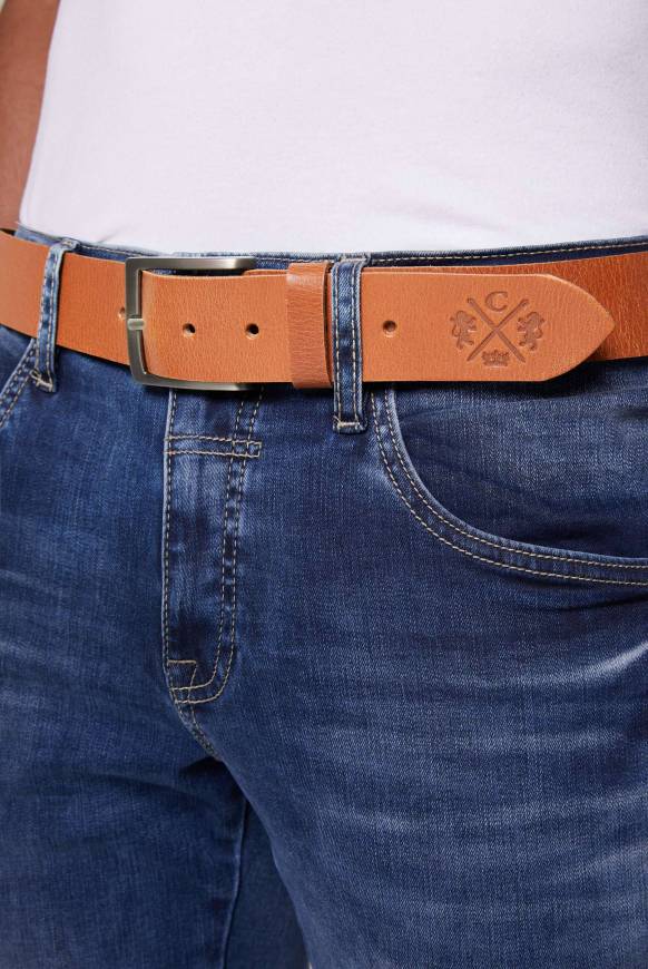 Soccx Ledergürtel mit matter Dornschließe cognac Im Verkauf