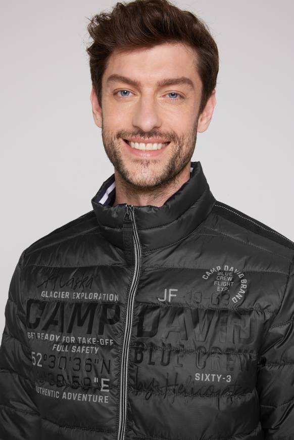 Soccx Leichte Steppjacke mit Logo Prints und Tapes dark anthra 4XL Fabrikpreis