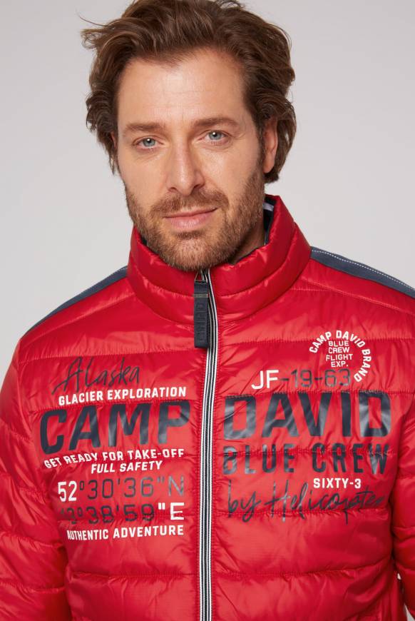 Soccx Leichte Steppjacke mit Logo Prints und Tapes royal red Rabatt