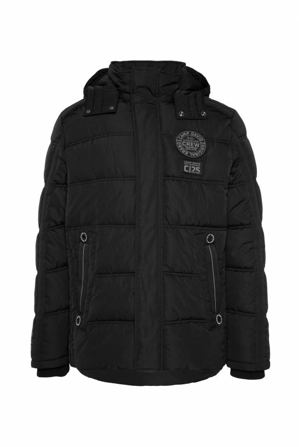 Soccx Lange Steppjacke mit Kapuze und Rücken-Artwork black Rabatte dieses Monats