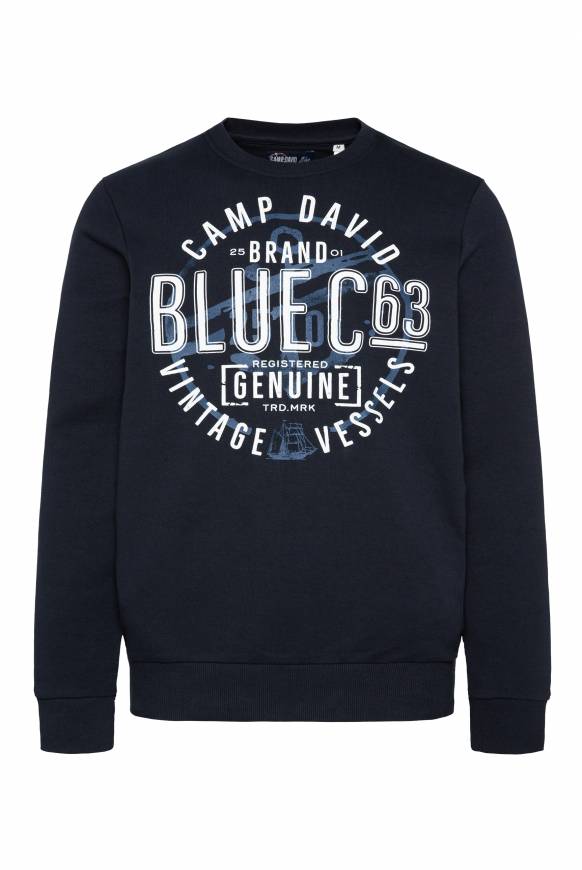 Soccx Sweatshirt mit rundem Label Print blue navy Fabrikverkauf