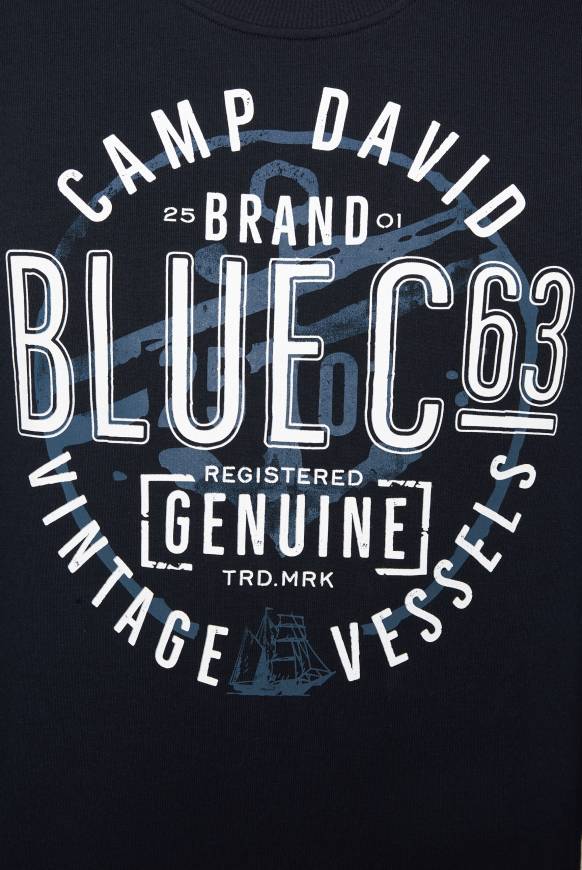 Soccx Sweatshirt mit rundem Label Print blue navy Fabrikverkauf