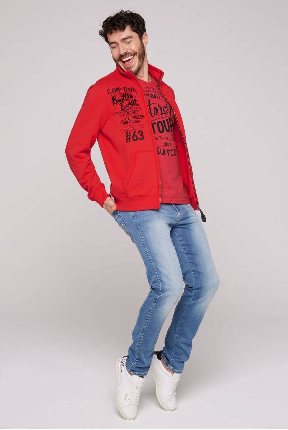 Soccx Sweatjacke mit Print und Stickereien red orange M Meist gekauft