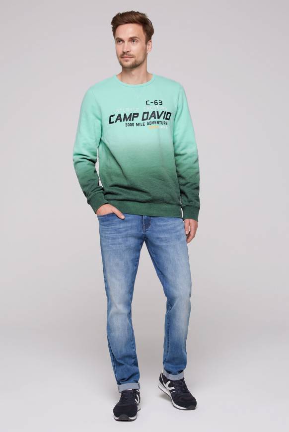 Soccx Sweatshirt Dip Dye mit Puff-Print flash aqua Flash Sale