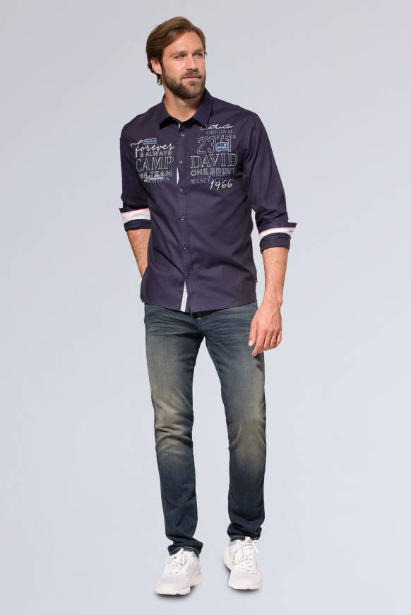 Soccx Hemd mit Dobby-Struktur und Artworks blue navy Exklusivangebot