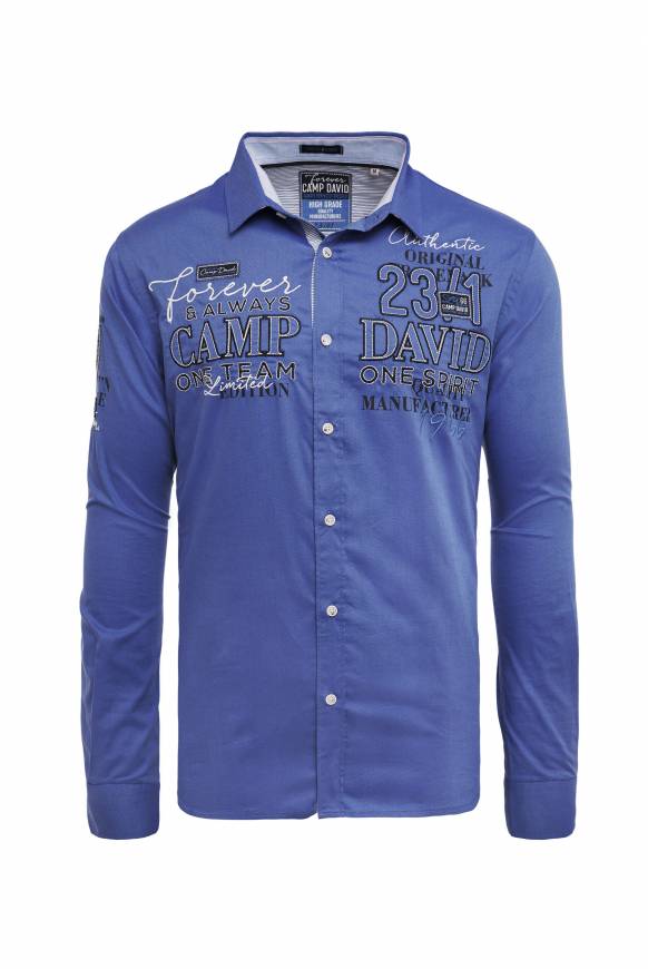 Soccx Hemd mit Dobby-Struktur und Artworks denim blue Preisnachlass