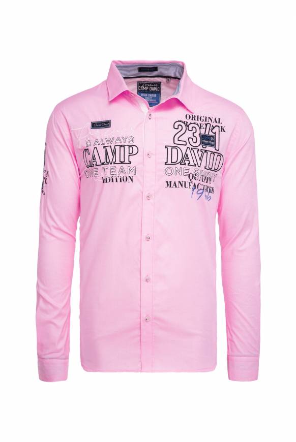 Soccx Hemd mit Dobby-Struktur und Artworks pale pink L Saisonschlussverkauf