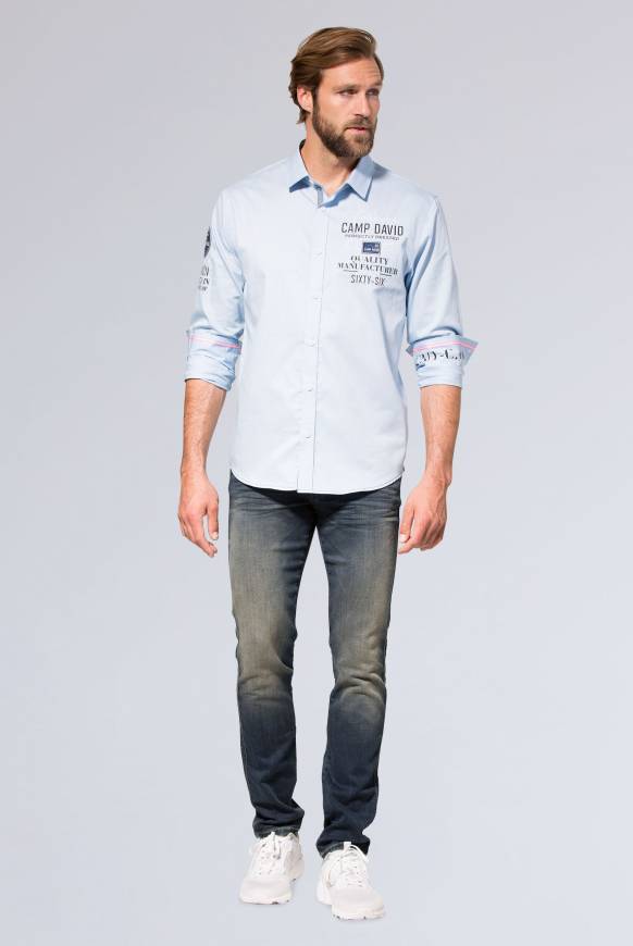 Soccx Hemd mit Webstruktur und Artworks, Regular Fit light blue Cyber Monday