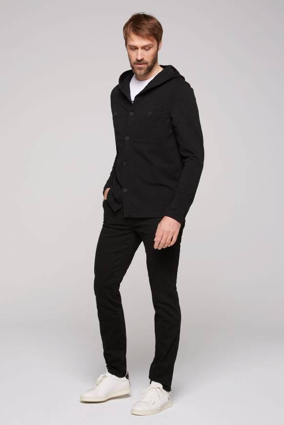 Soccx Overshirt mit Kapuze und Brusttaschen black Lagerräumung