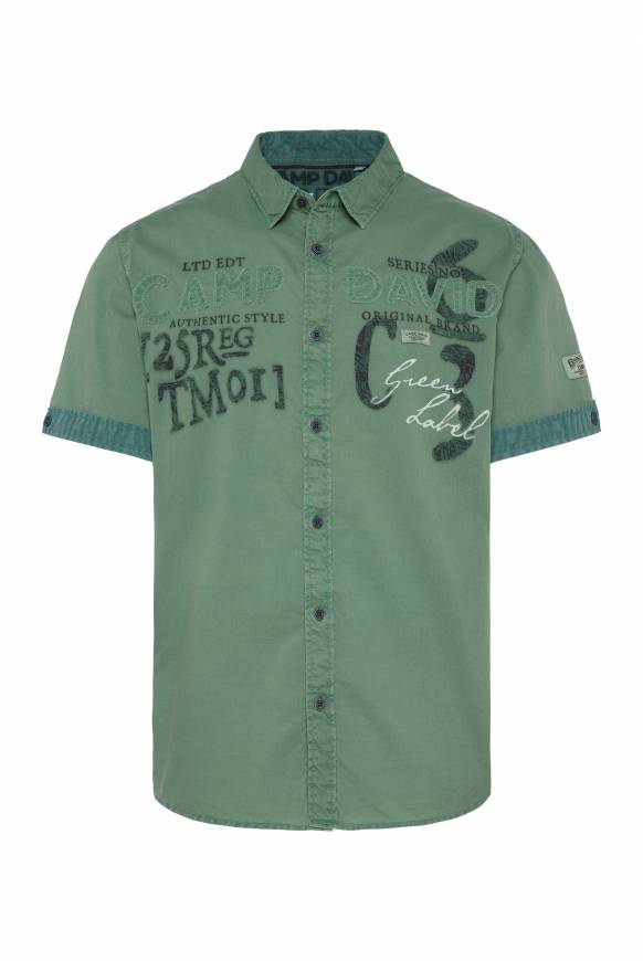 Soccx Leichtes Kurzarmhemd mit Label-Applikationen green beat Neueste Mode