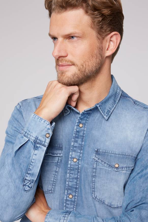 Soccx Hemd aus Denim Regular Fit light blue bleached Zeitlich begrenztes Angebot
