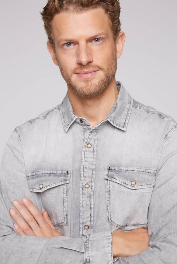 Soccx Hemd aus Denim Regular Fit light grey bleached Exklusive Angebote