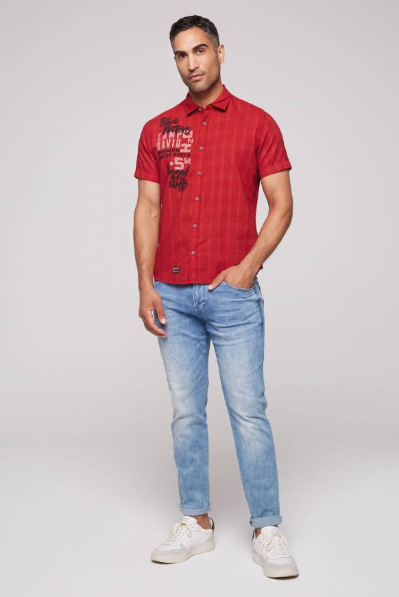 Soccx Karohemd mit Print und Stickereien royal red Neuheiten