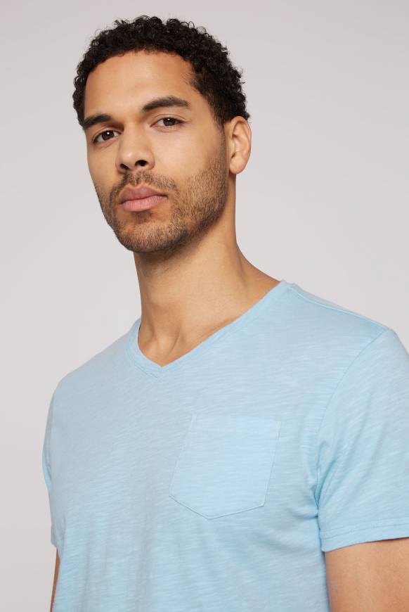 Soccx T-Shirt V-Neck mit Brusttasche summer blue Tägliche Deals