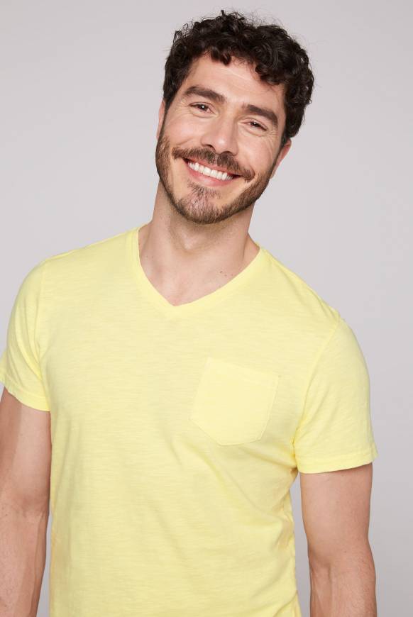 Soccx T-Shirt V-Neck mit Brusttasche sun Sonderangebote