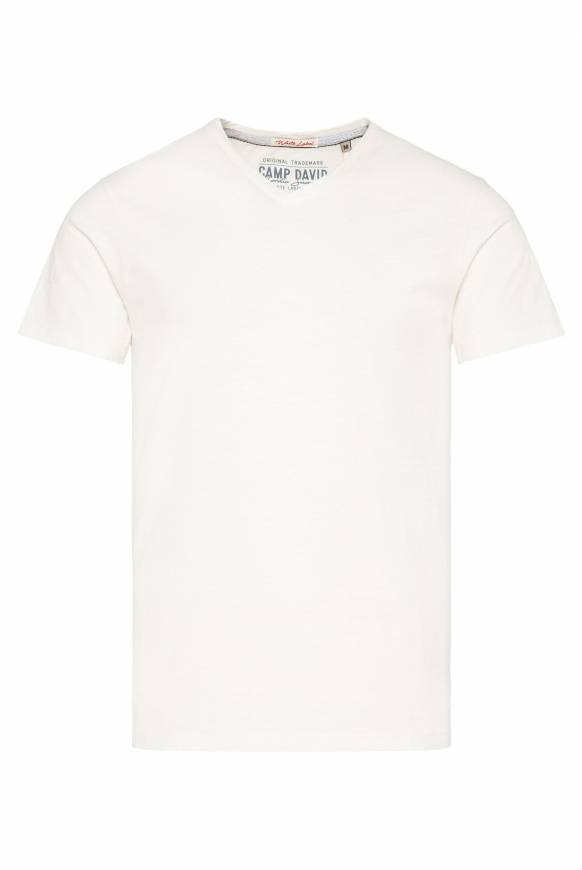 Soccx Basic T-Shirt mit V-Ausschnitt ivory Riesige Ersparnisse