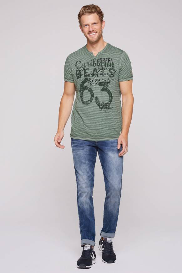 Soccx Streifenshirt mit Vintage Print green beat Letzte 3 Tage