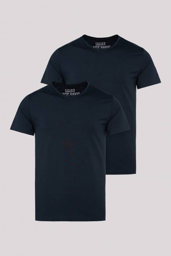 Soccx Basic T-Shirt mit V-Neck, Doppelpack blue navy / blue navy Zeitbegrenzte Promotion