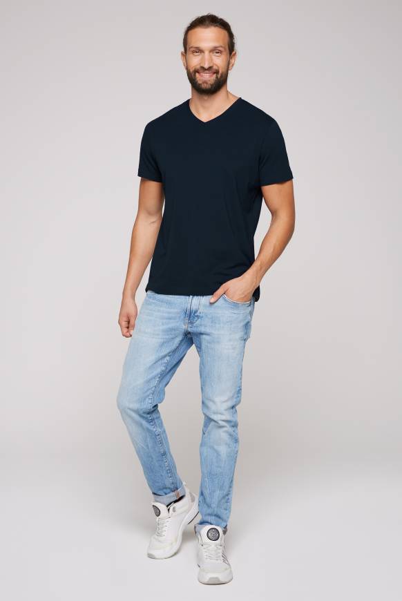 Soccx Basic T-Shirt mit V-Neck, Doppelpack blue navy / blue navy Zeitbegrenzte Promotion