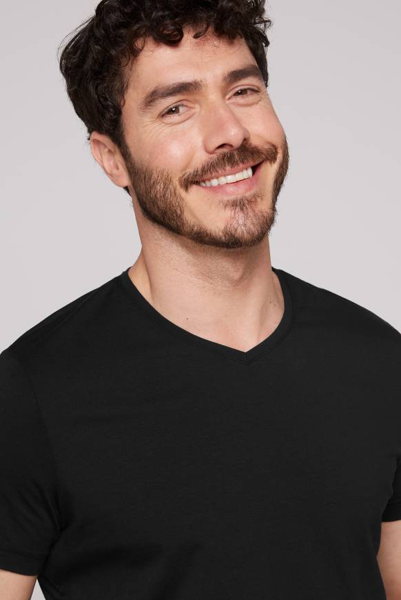 Soccx Basic T-Shirt mit V-Neck, Doppelpack black / black Bis zu 60% Rabatt